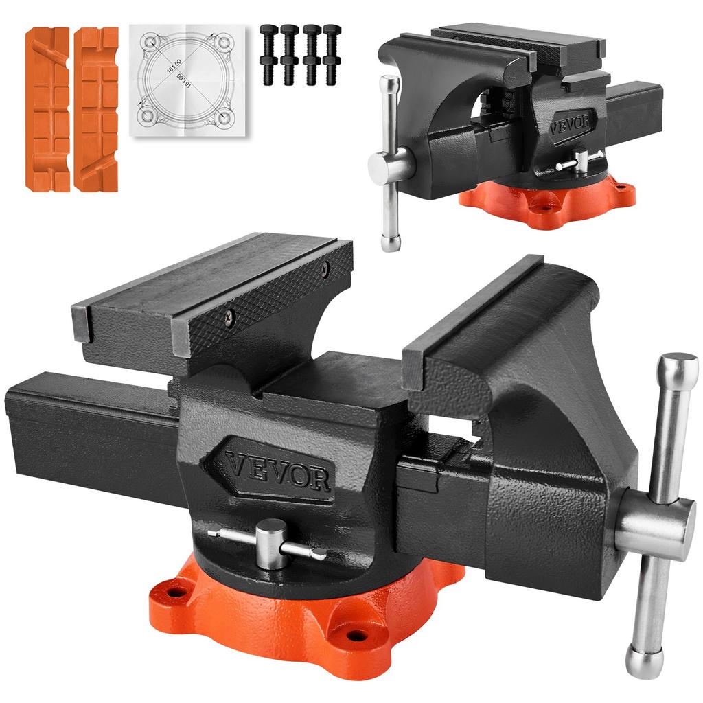 VEVOR Bench Vise, 203 mm(8") Jaw Width, 203 mm(8") Max Jaw Opening Multipurpose Vise with 360 degreesSwivel Locking Base