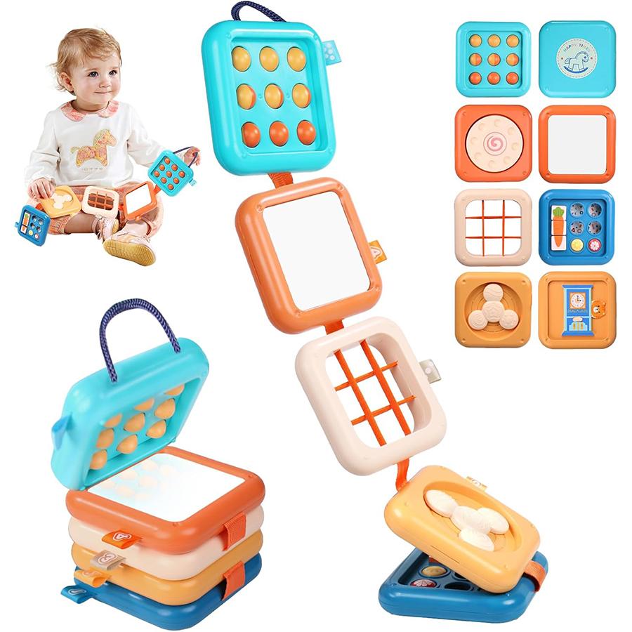 

Busy Board for Toddler Montessori Sensory Toys for Baby Fine Motor Skills Travel Airplane Activity Cube Toys Gift for Boys Girls