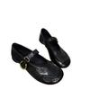 Light mouth one-word buckle belt single shoes women's autumn new versatile casual women's shoes solid color simple Mary Jane shoes