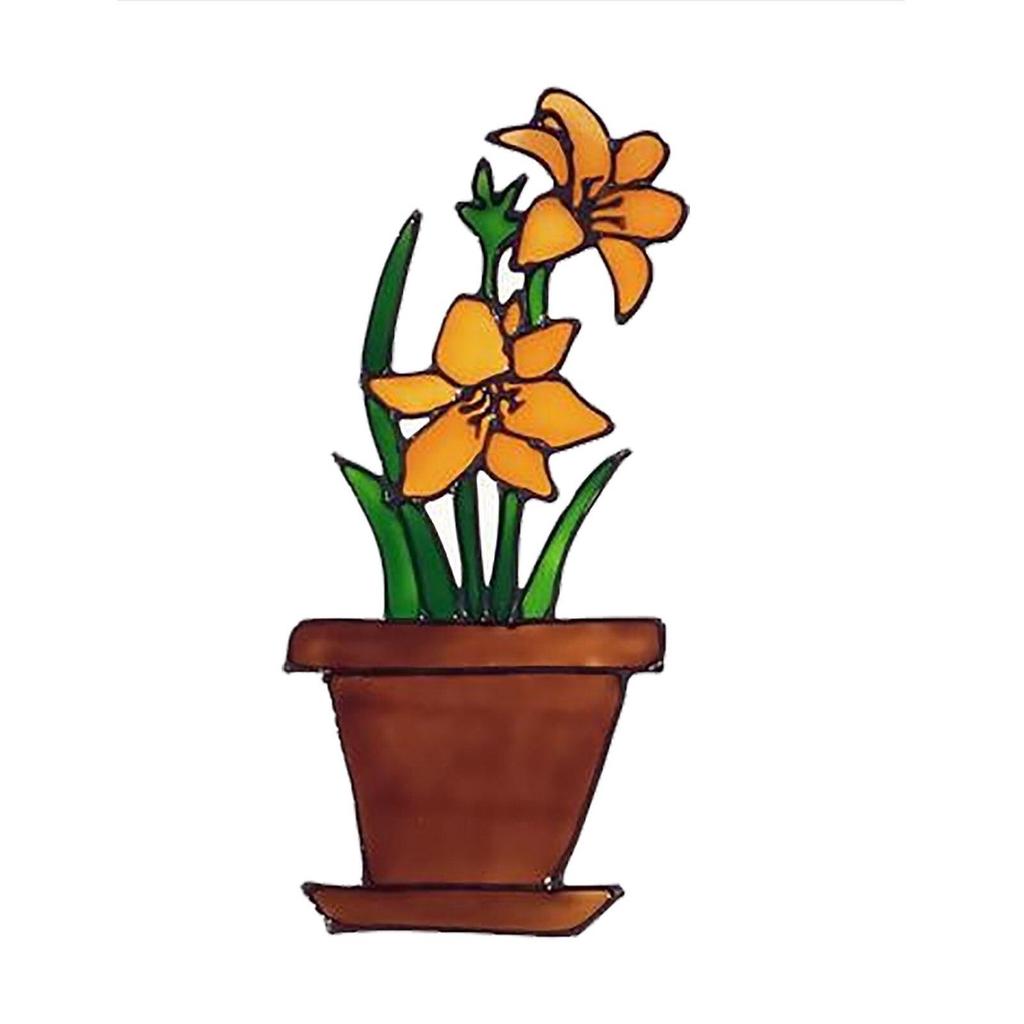 20x30cm Living Room Decals Wallpaper Window Sill Decor Red Flower Pot Stickers Wall Stickers Window Glass Decoration Home Decor