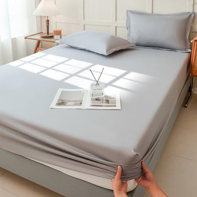 Full Package Non Slip Bedsheet Waterproof and Dustproof Mattress Protective Cover Suitable for Single Double Bed Minimalist Solid Color Bedclothes