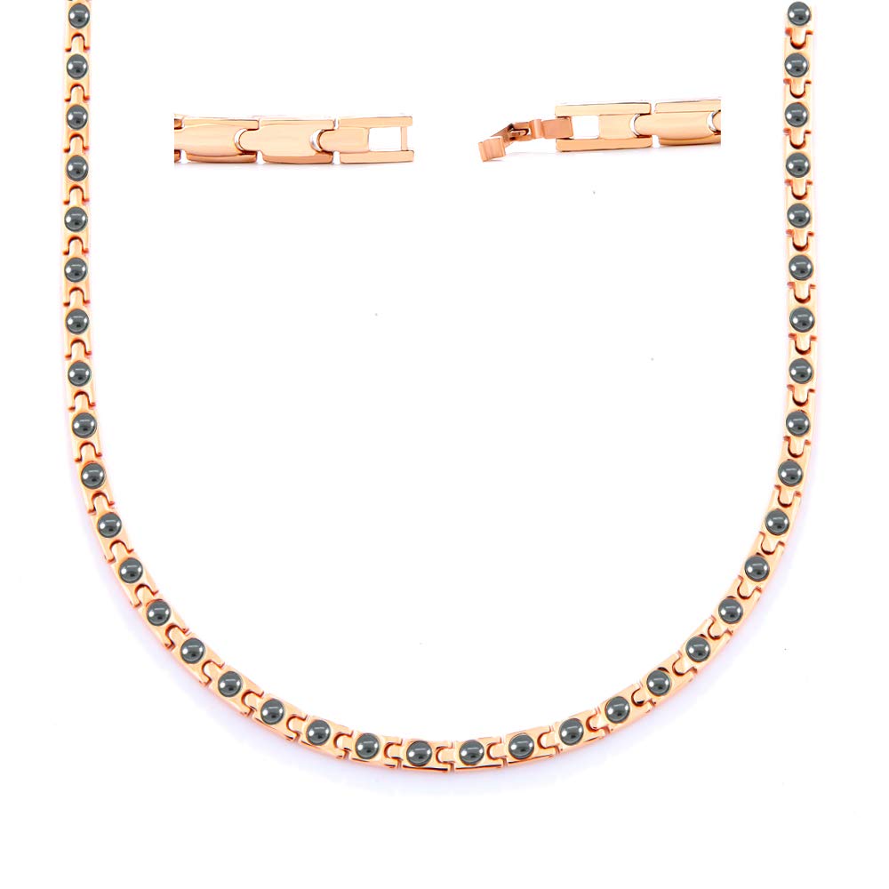 Hachi Women's Titanium Hematite Magnetic Necklace, Anti-Static, Fashion Jewelry, 47.5cm