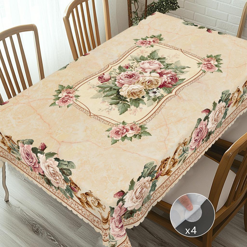 1 Piece Of Retro Floral Theme Tablecloth, Farmhouse Style, Rose Pattern Design, Spring And Summer Camping Style Picnic, Wedding Season, Mother'S Day,