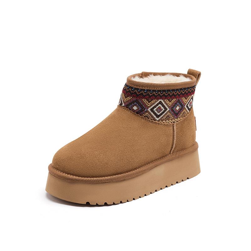 Augustine Platform Snow Boots Women's 2025 New Winter Velvet Thickened Fashion Ethnic Style Bread Cotton Shoes