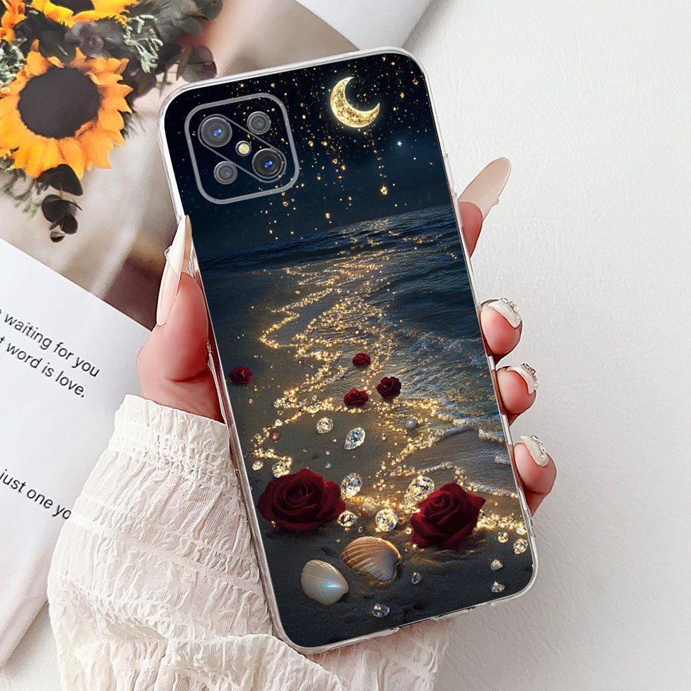 Clear For Oppo Reno 4Z 5G Case Cover CPH2065 Cute Cat Fashion Flowers Painted Soft Back Cover For Oppo Reno4 Z 5G Phone Case