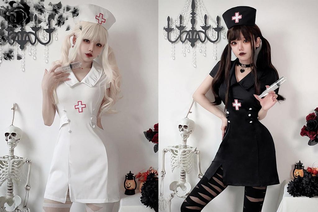 Cedar Eight Women's Halloween Nurse Costume Set, 3-Piece Set (White, Size M)