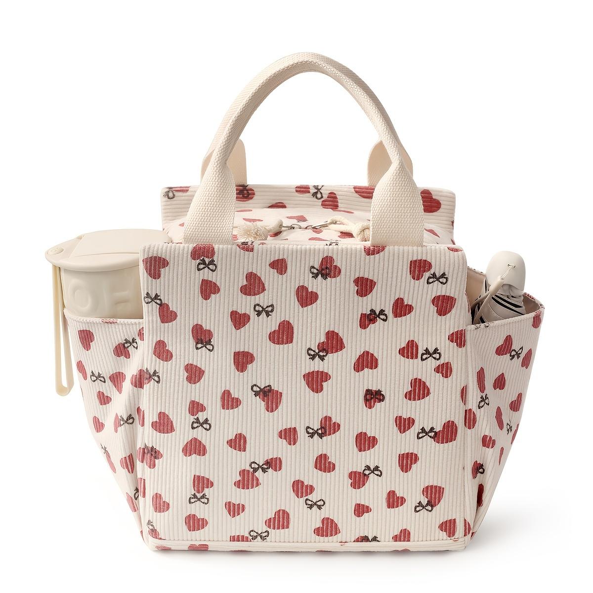 Вельветовая утепленная сумка для ланча большой вместимости многоразовая сумка-тоут-холодильник с ручками на молнии с цветочным узором из прочного полиэстера 1189₽