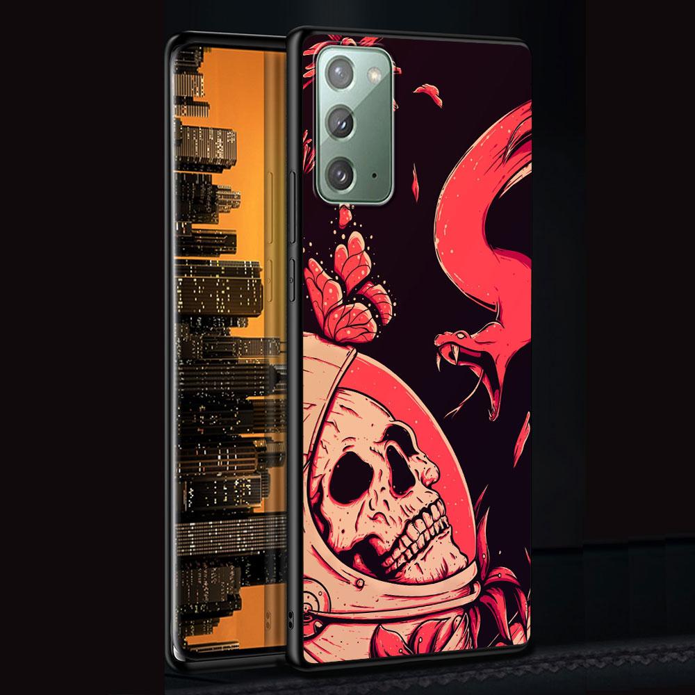Retro Skull Butterfly Case for Samsung Galaxy Note 20 Ultra 10 Lite 9 8 A53 A52 S23 S22 S21 S20 Plus Silicone Black Phone Cover