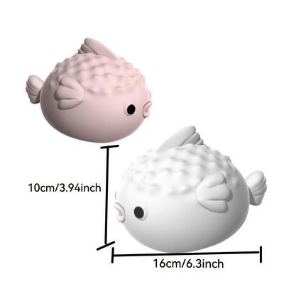 Modern Pufferfish Silicone Night Light with Adjustable Brightness, Color Temperature ,Cute Animal Design, Rechargeable Battery-Powered