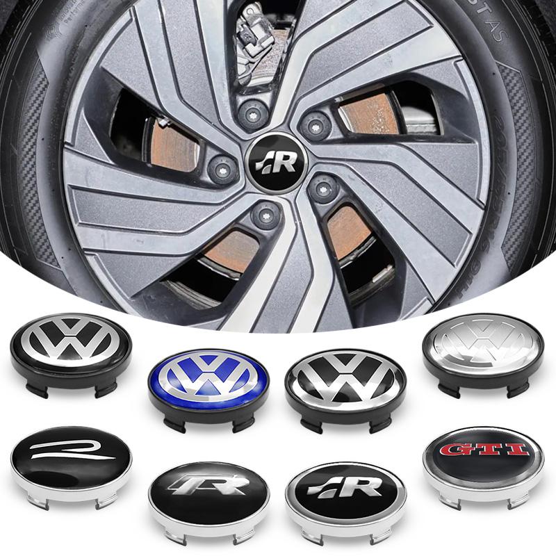 VW 4Pcs 56mm 60mm Car Wheel Center Hub Cap Cover Emblem Stickers For Volkswagen VW GTI Polo Golf Passat Tiguan Arteon Touareg Caddy