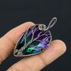Natural Bi Color Tourmaline Gemstone Copper Wire Wrap Jewely Pendant 2.2" T8f84