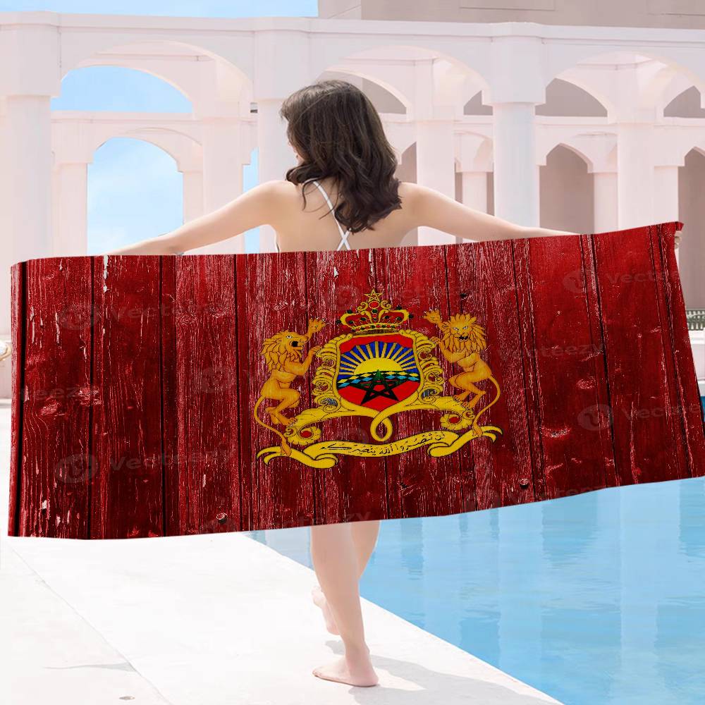 M-Marocco Mappa Bandiera Grande Asciugamani da Spiaggia in Microfibra Asciugatura Rapida Asciugamano Sabbia Asciugamani da Spiaggia Asciugamano Piscina Per Viaggio Nuoto Piscina Yoga