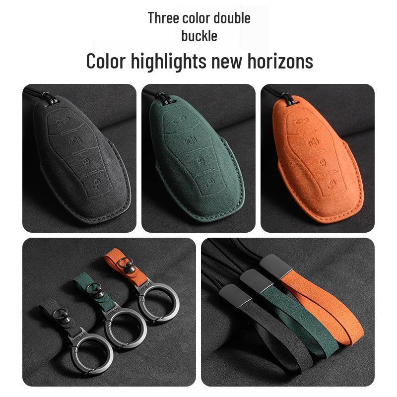 Car Key Case for Hongqi Models: H6, HS5, H5, H9, EH7, HS3, HQ9 - Interior Flocking with Buckle