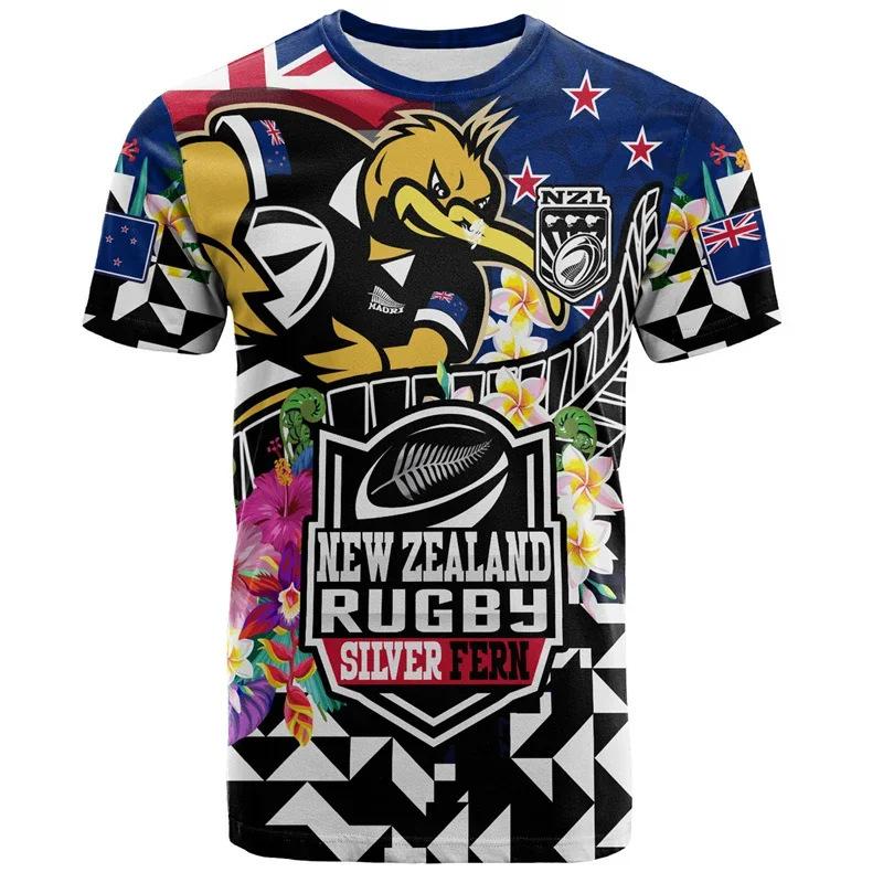 

New Zealand Rugby Men s 3D Printed T-Shirt Hawaii Fitness Short Sleeve O-Neck Pullover casual top 6XL