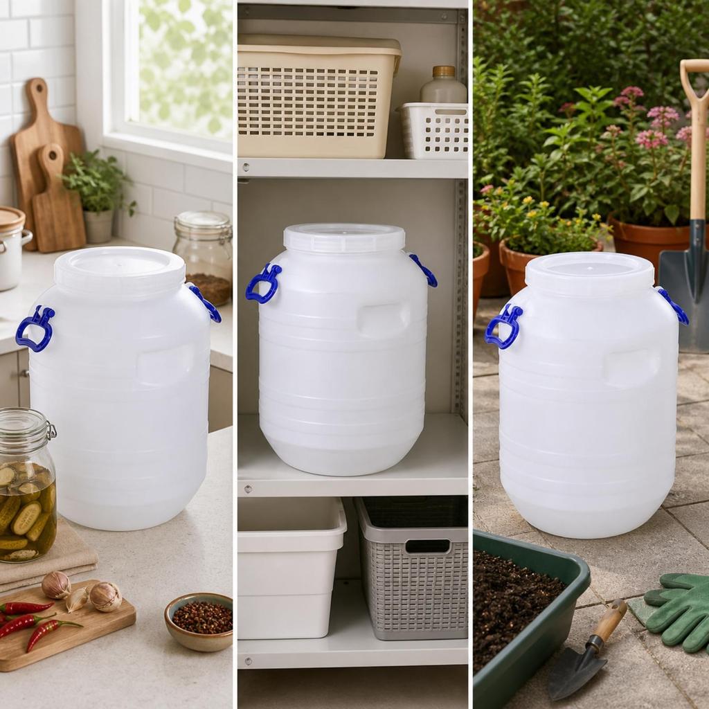 Portable 20L HDPE Storage Container Long-Lasting Round Plastic