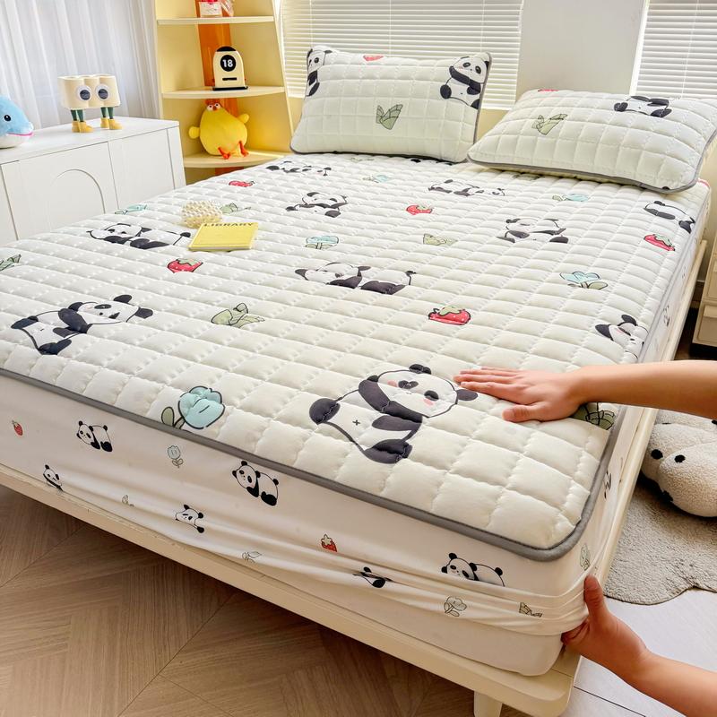 Thick Mattress Cover Cartoon Style Bedspread Quilted Bed Cover for Home Adults Kids Bed Linen fundas de colchón (No Pillowcase)