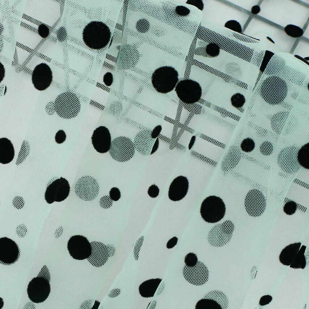 Lace Fabric Soft Velvet Flocking Mesh Voile Tulle Net Mini Black Polka Dot for DIY Sewing Dress Garment Wedding Decor Material