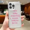 Simple Pink Lucky English Transparent Phone Case For iPhone 17 Pro Max 14 15 16 Plus 13 12 11 Pro XR XS Max 7 8 17Air 16E Cover