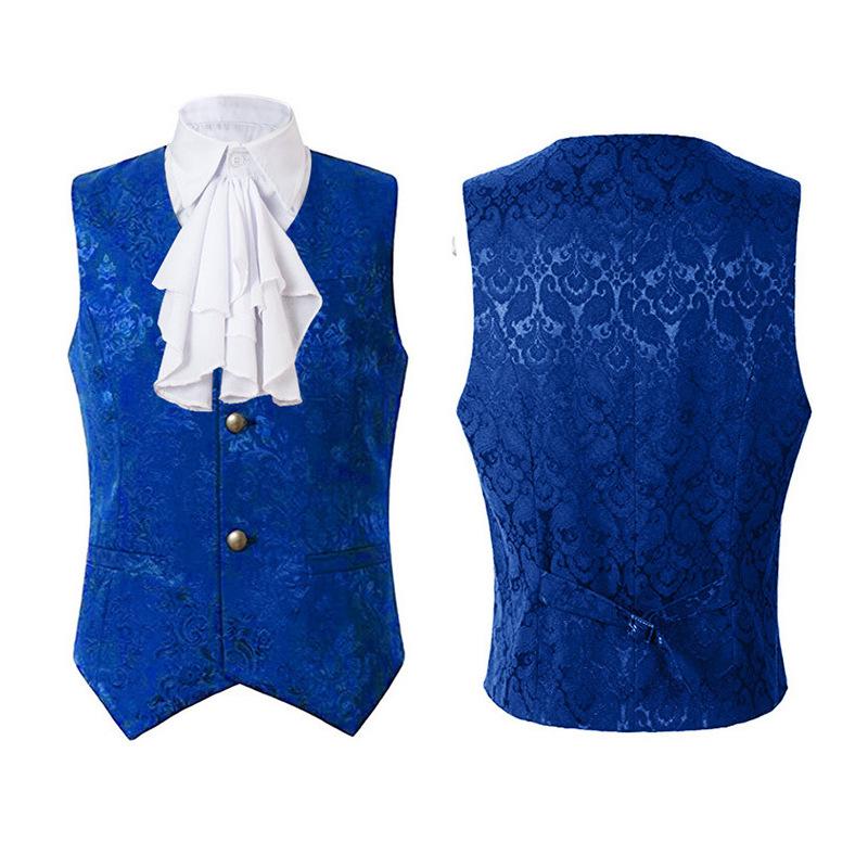 Vest Men Renaissance Steampunk Coat Gothic Jacquard Waistcoat Single Business Suit