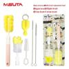 Misuita 6-teiliges Babyflaschen-, Sauger- und Strohhalm-Reinigungsbürsten-Set mit Schwamm