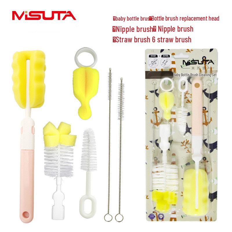 

Misuita 6-Piece Baby Bottle, Nipple, and Straw Cleaning Brush Set with Sponge