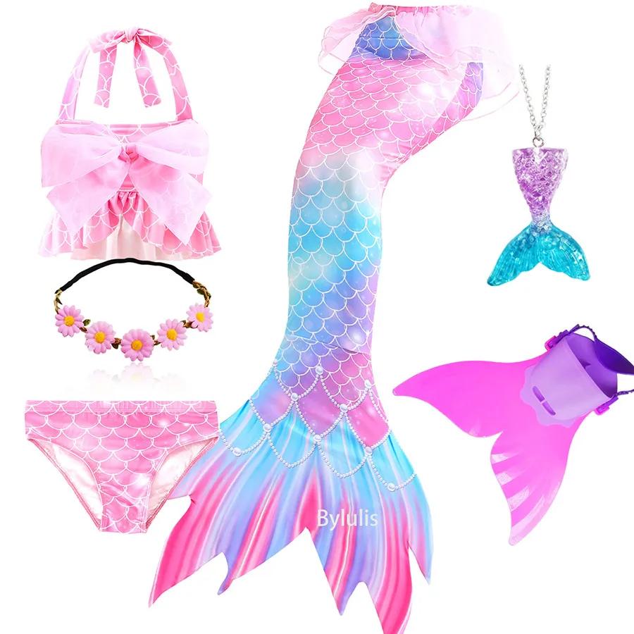Mädchen Schwanzflosse Meerjungfrau Kostüm Kleid Cosplay Weihnachten Geburtstag Geschenk Badeanzug Kann Monoflosse Finne Hinzufügen Halloween Kostüm
