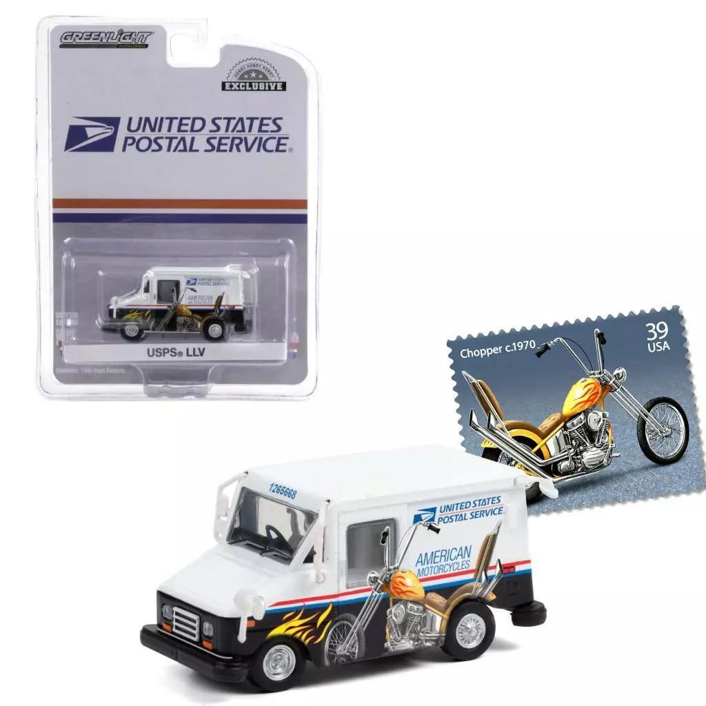 Greenlight US Postal Delivery Van USPS Greenlight Long Life Postal Delivery Vehicle American Motorcycles Collectables Stamps 1/64 [Product]