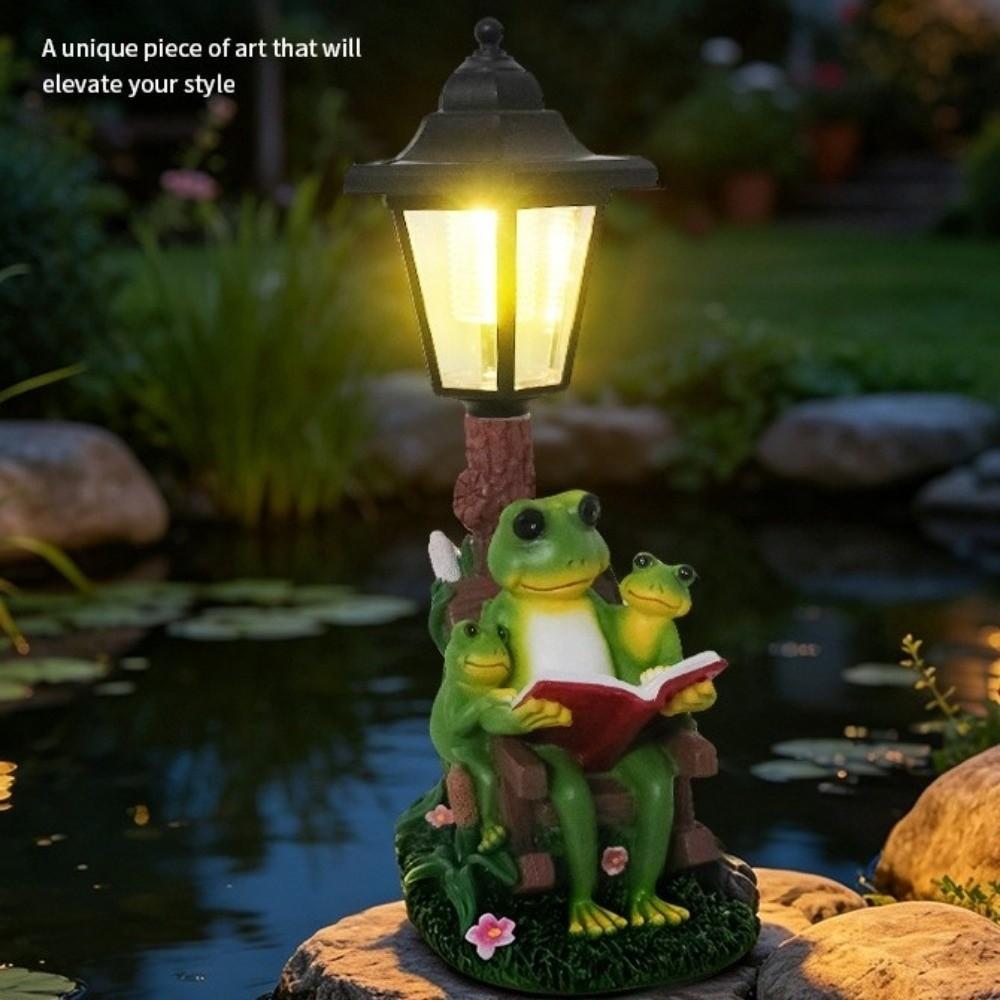 Lifelike Frog Plant Pot  Light Weatherproof Solar Frog Lamp Frog Statue Solar Light  Pathway Decor