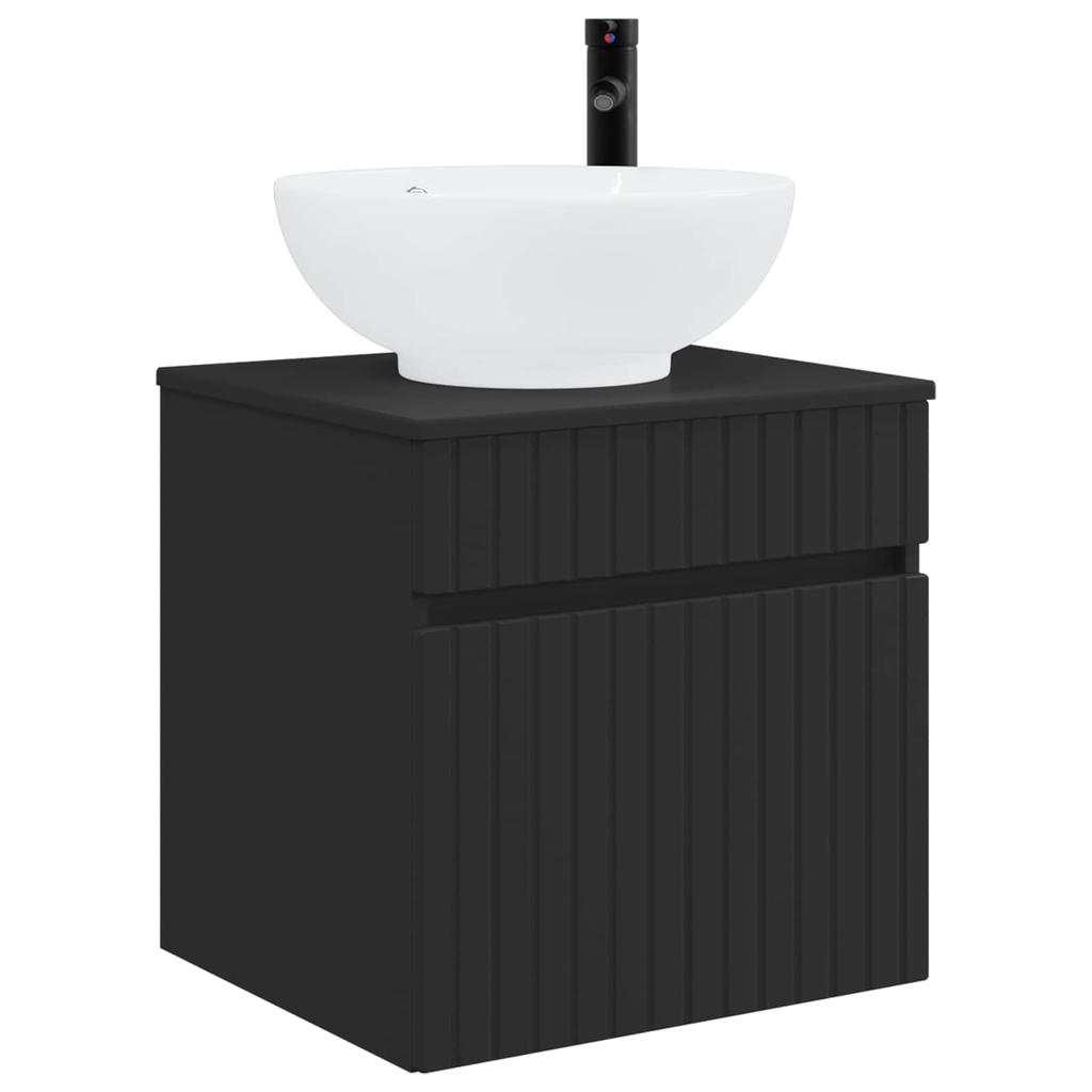 Wall Mounted Washbasin Vanity In Black 49 X 44.5 X 66.5 Cm