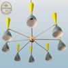 Sea Green Diablo Light | Handcrafted Illumination | Multidirectional Brass Chandelier With 8 Pair of Shades Stilnovo Lamp