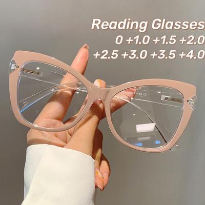 Trend Cat'S Eye  Reading Glasses Oversized Women Presbyopia Glasses Blue Light Blocking Computer Far Sight Eyewear
