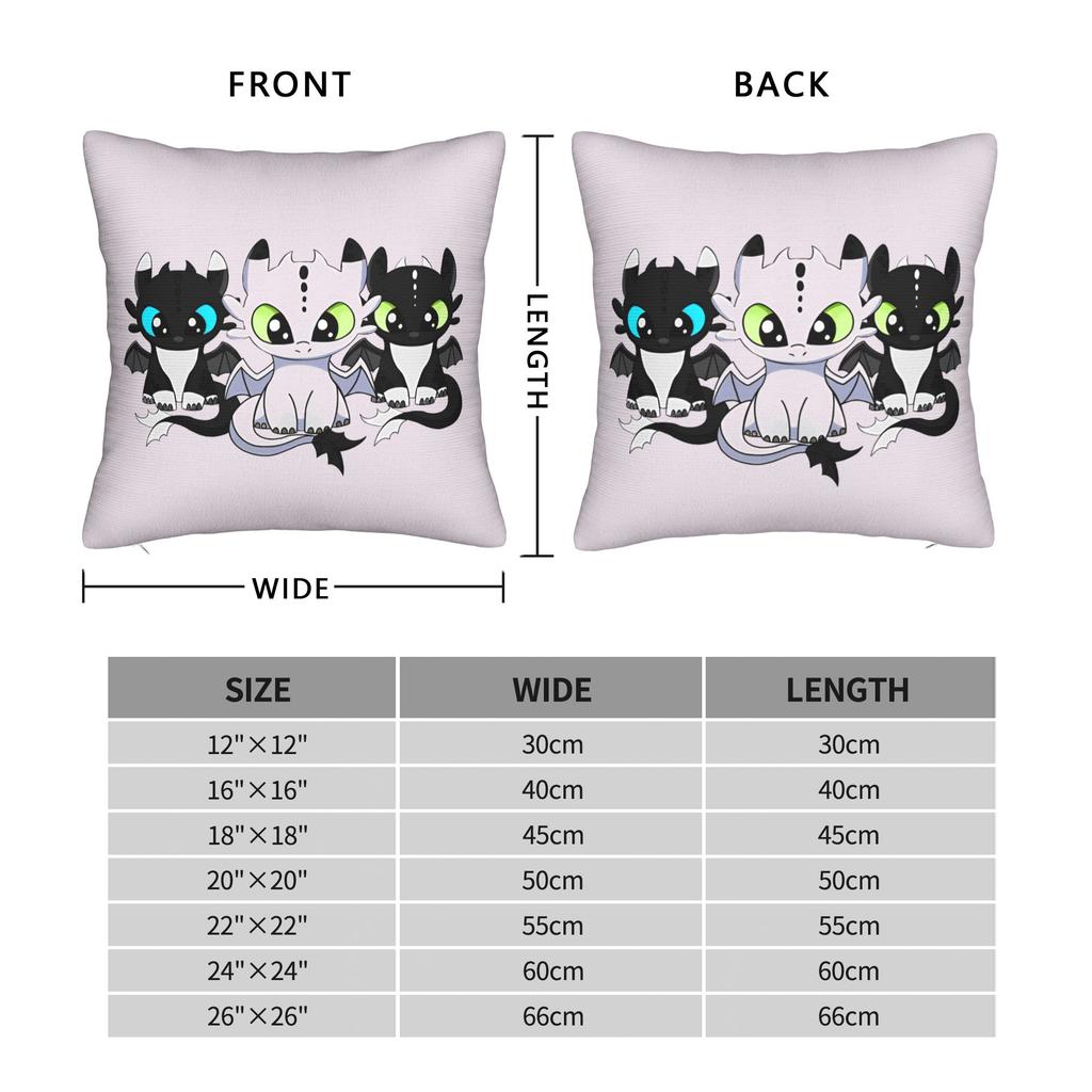 Nattlampor baby nattfräsare HTTYD Kuddfodral Polyester Kuddfodral Dekorativt Kuddfodral Hem Dragkedja 40X40cm