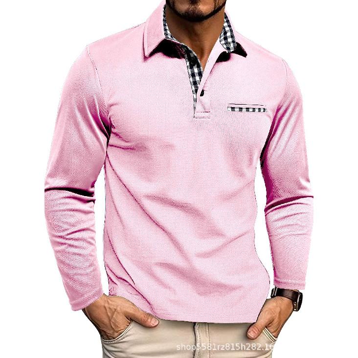 Neues Herren Freizeitmode POLO-Shirt Revers Langarm Oberteil Farblich passendes T-Shirt