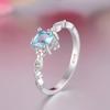 Fashion Silver Color Rings for Women Square Cut Blue Cz Bridal Wedding Engagement Ring Bijoux Love Ring
