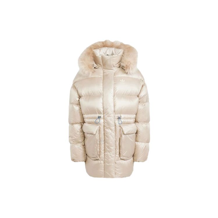 adidas Originals Puffed Long Fur Jacket Wonder Beige Women IR7116 XL