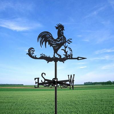 Hahn Wetterfahne Silhouette Kunst Schwarzmetall Hühner Windfahnen Außendekorationen Garten für Dach Hof Gebäude
