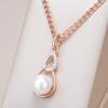 Kinel Luxury 585 Rose Gold Silver Color Mix Pendant Necklace for Women Unique Geometric Pearl Pendant Wedding Jewelry New