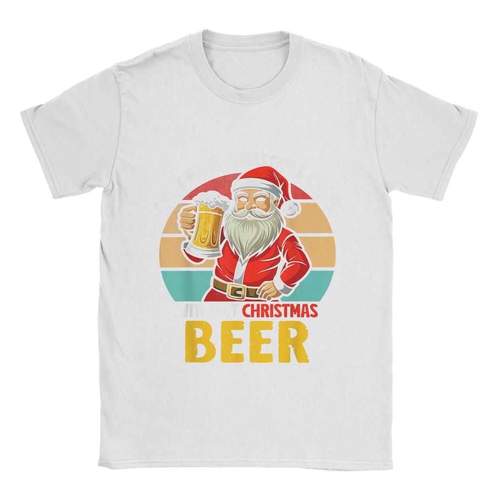 Men Christmas and beer T Shirt  100% Cotton Tops Creative Short Sleeve Crew Neck Tee Shirt Graphic Printed T-Shirts