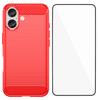 For iPhone 16 Case with Screen Film WANLONFENG LS Series Big Lens Hole Brushed Texture TPU Phone Cover