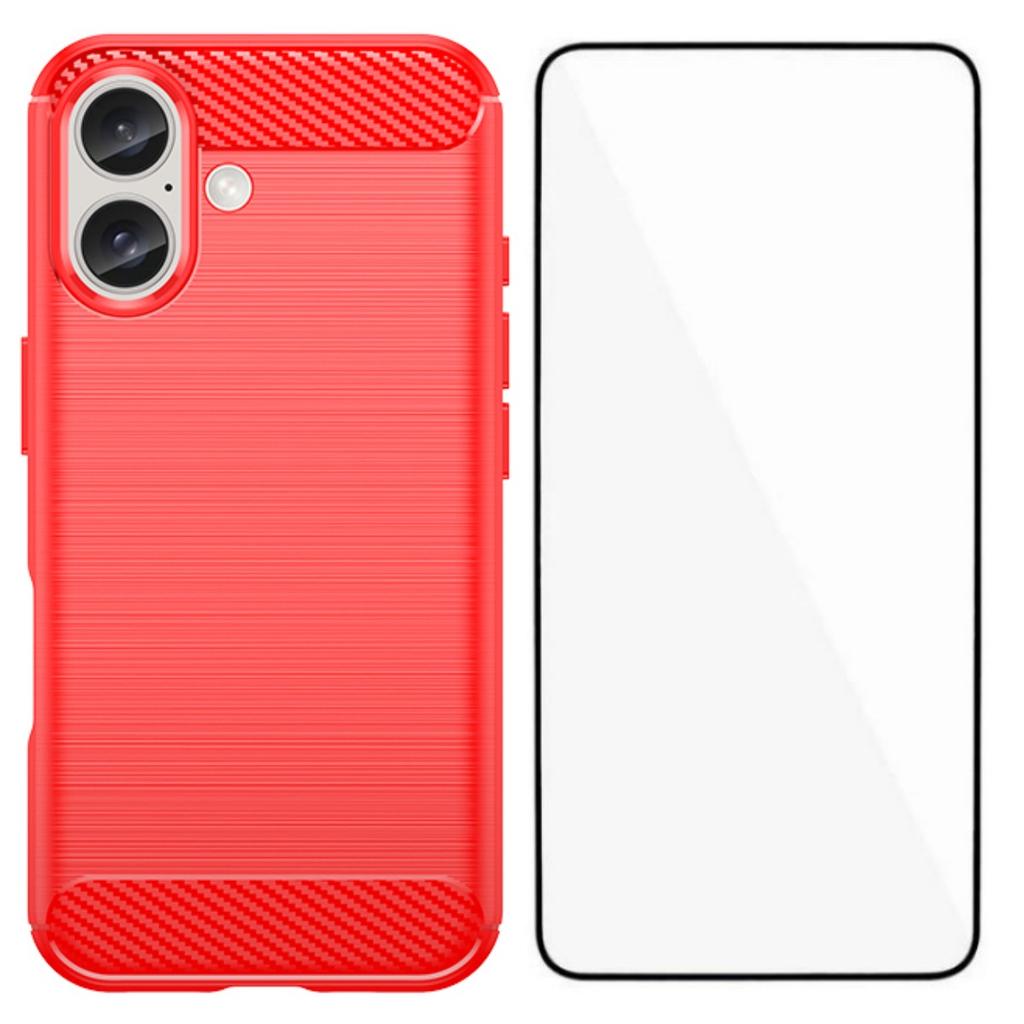 For iPhone 16 Case with Screen Film WANLONFENG LS Series Big Lens Hole Brushed Texture TPU Phone Cover
