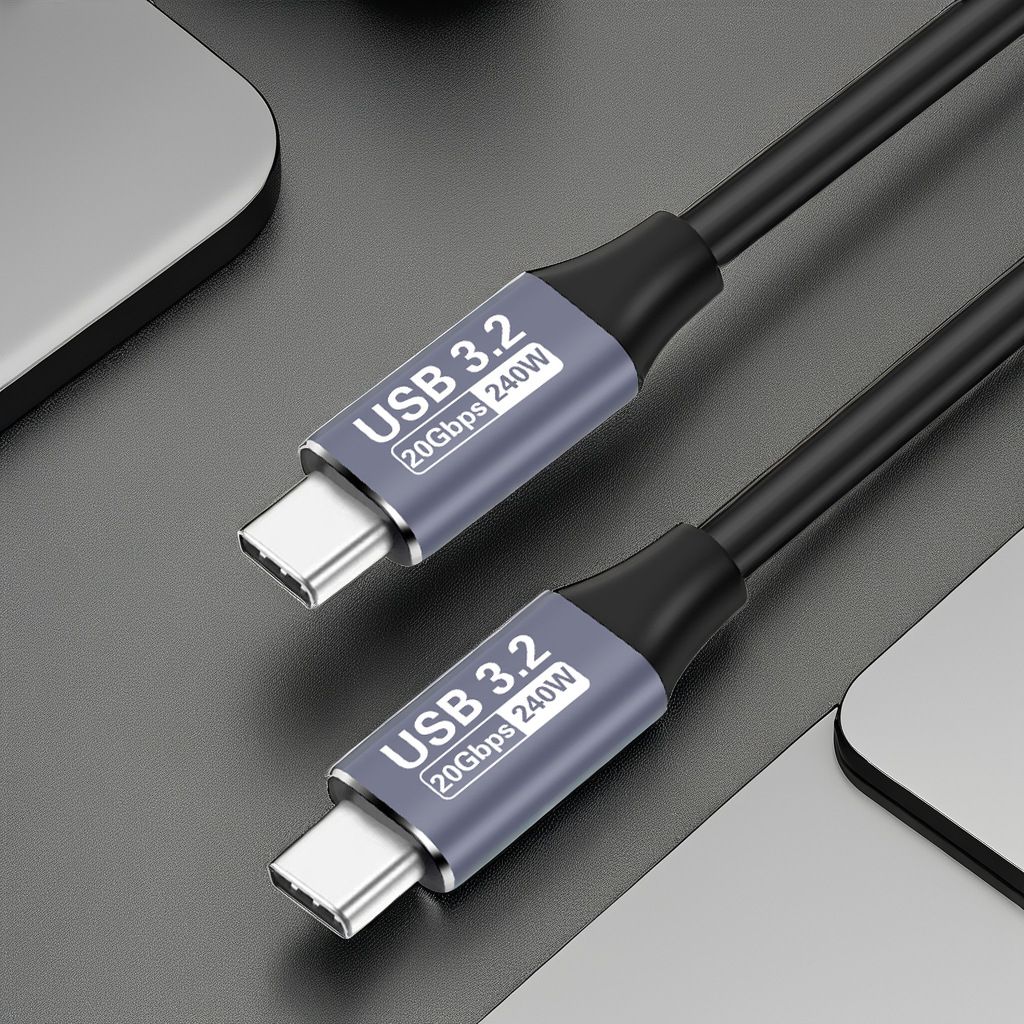 USB 3.2 20Gbps 48V 5A 240W USB C to Type-C 3.2 Gen2 Cable Data Transfer USB C SSD Hard Disk Cable 4K 60Hz QC 3.0 Fast Charging