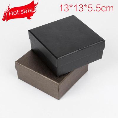 Scatola Regalo per Gioielli in Carta Kraft con Coperchio, Design Quadrato con Cinturino Nero
