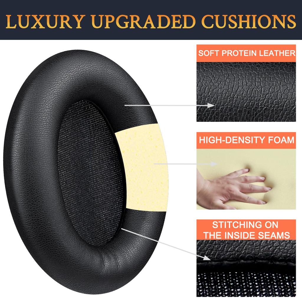 SOULWIT Ear Pad + Headband Set for Sony WH-1000XM3 (WH1000XM3) Over-Ear Headset Replacement Kit - Headphone Replacement Pads, Anti-Deterioration Cushi