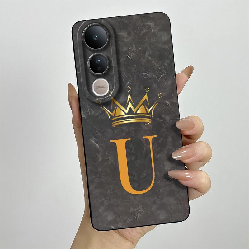 For Vivo V50 Lite Case V2441 Fashion Crown Letters Phone Shell Soft Liquid Silicone Back Cover Full Protection Shockproof Bumper