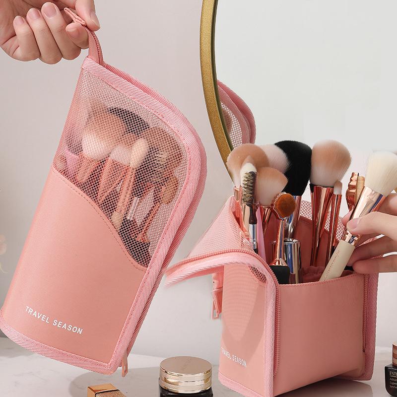 

Многофункциональные дорожные косметички большой емкости, портативный держатель для кистей для макияжа, сумка-органайзер, водонепроницаемый практичный сетчатый чехол для хранения