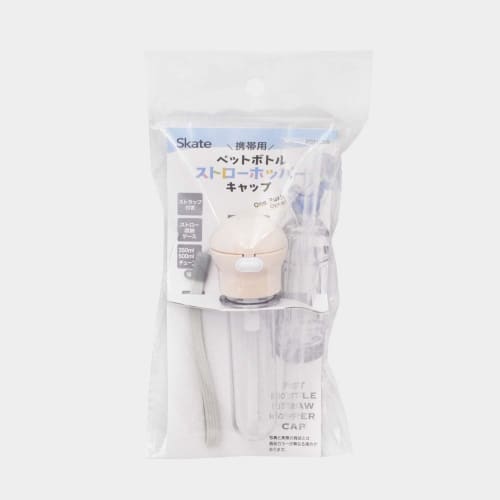 Skater PET Bottle Cap with Straw, One-Push Open, Case Included, 500ml/350ml, Dull Pink, One-Touch Attachment, PSHC5S-A