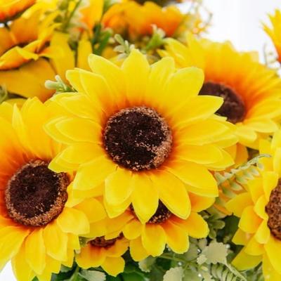 1/7-Head Sunflower Bouquet Small Bundle DIY Floral Materials Artificial Flowers Silk Realistic Home Decoration Photography Props