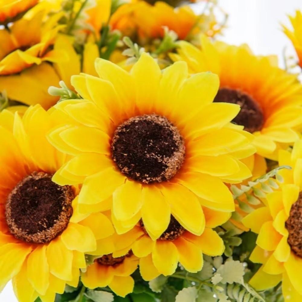 1/7-Head Sunflower Bouquet Small Bundle DIY Floral Materials Artificial Flowers Silk Realistic Home Decoration Photography Props
