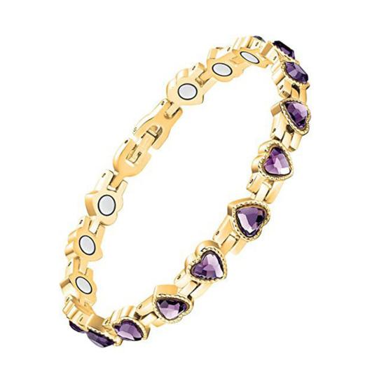 Bracelet Sparkling Cubic Zirconia Heart Shape Women Bracelet Lightweight Magnetic Therapy Bracelet with Secure Clasp