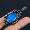 Neon Blue Apatite Gemstone Pendant 999 Copper Wire Wrapped Jewelry, Handmade Antique Pendant Jewelry, Gift For Mother